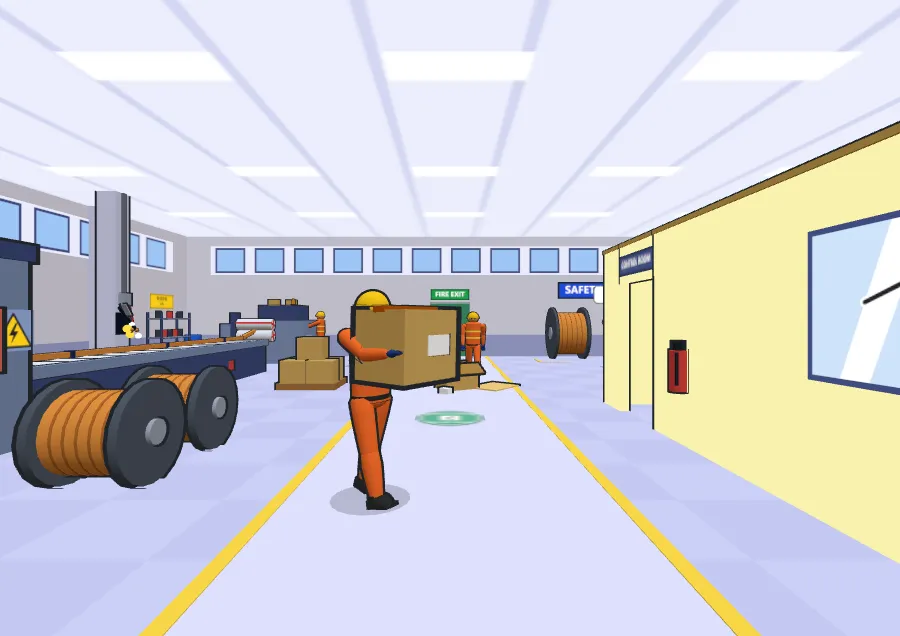 3D cable factory with cable drums and a control room