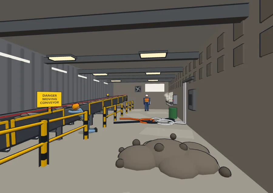 3D conveyor gallery with a walkway