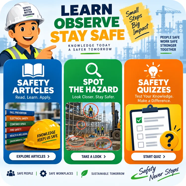 Learn, observe, stay safe: safety articles, spot the hazard and safety quizzes